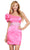 Ashley Lauren 4647 - Puff Sleeve Asymmetrical Neck Cocktail Dress Cocktail Dresses 0 / Sky