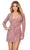 Ashley Lauren 4658 - Long Sleeve Beaded Fringe Cocktail Dress Special Occasion Dress 0 / Pink