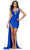 Ashley Lauren 4688 - Rhinestone Embellished V-Neck Cocktail Dress Cocktail Dresses 0 / Royal