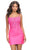 Ashley Lauren 4738 - Floral Embroidered Scoop Cocktail Dress Homecoming Dresses 00 / Hot Pink