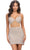 Ashley Lauren 4748 - Deep V-Neck Illusion Waist Cocktail Dress Homecoming Dresses 0 / Silver/Nude