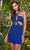 Ashley Lauren 4751 - Beaded Cut-Out Detailed Cocktail Dress Cocktail Dresses 00 / Royal