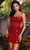 Ashley Lauren 4757 - Scoop Mirror Embellished Cocktail Dress Party Dresses 0 / Red