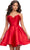 Ashley Lauren 4782 - 3d Floral Detail Pleated Skirt Cocktail Dress Homecoming Dresses 0 / Red