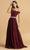 Trevi Collection - D302 Off-Shoulder Crystal Embellished A-Line Gown Prom Dresses XXS / Burgundy