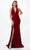 Trevi Collection D566 - Halter High Slit Evening Gown Special Occasion Dress XS / Burgundy