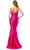 Aspeed Design D601 - Ruched Detailed Straight-Across Neck Prom Dress Evening Dresses S / Fuchsia