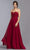 Trevi Collection - L2072 Strapless Lace Applique Chiffon Dress Prom Dresses XXS / Burgundy