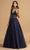 Trevi Collection - L2149 Beaded V Neck A-Line Gown Prom Dresses XXS / Navy