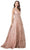 Trevi Collection - L2149 Beaded V Neck A-Line Gown Prom Dresses XXS / Rosegold