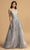 Trevi Collection - L2149 Beaded V Neck A-Line Gown Prom Dresses XXS / Silver