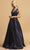 Trevi Collection - L2168 Long Bejeweled Bodice Satin Dress Prom Dresses XXS / Navy