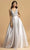 Trevi Collection - L2168 Long Bejeweled Bodice Satin Dress Prom Dresses XXS / Silver