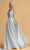 Trevi Collection - L2183 Beaded V-Neck Satin A-Line Dress Prom Dresses XXS / Silver