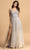 Trevi Collection - L2201 Beaded V-Neck Tulle High Slit Dress Prom Dresses XXS / Silver