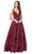 Trevi Collection - L2237 Embellished Chiffon Lace A-Line Gown Prom Dresses XXS / Burgundy