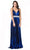 Trevi Collection - L2444 Metallic Pleated A-Line Flowy Dress Prom Dresses XXS / Royal