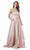 Trevi Collection - L2455 Halter Neck Crisscross Back A-Line Gown Prom Dresses XXS / Rosegold