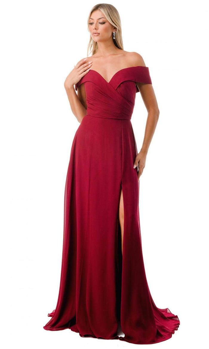 Trevi Collection L2767Y - Foldover Off Shoulder Evening Gown Special Occasion Dress