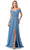 Trevi Collection L2767Y - Foldover Off Shoulder Evening Gown Special Occasion Dress XS / Smoky Blue