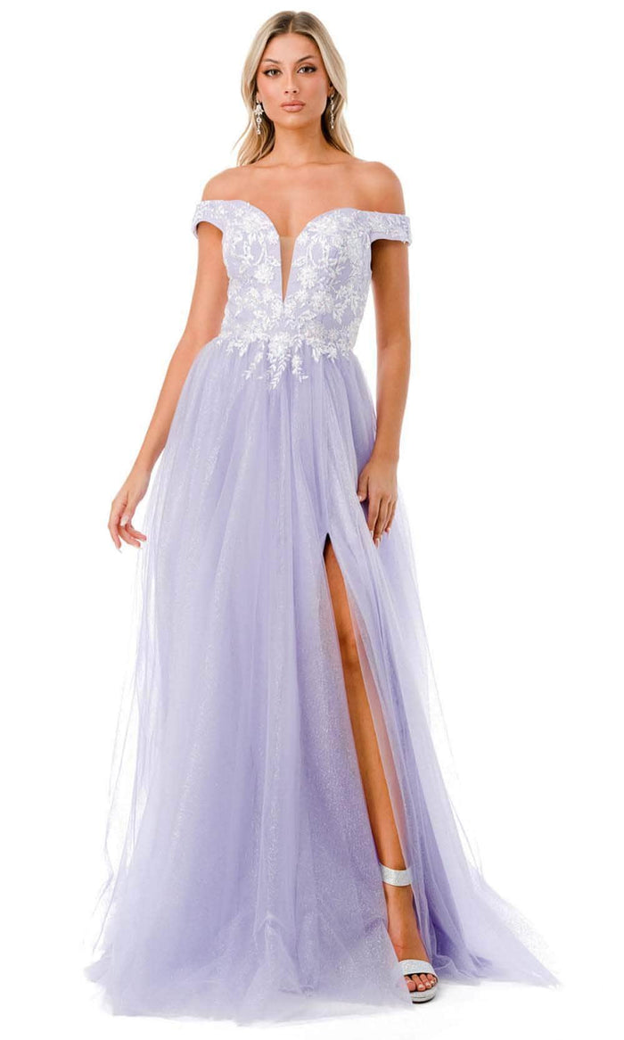 Trevi Collection L2770T - Off Shoulder Tulle Prom Dress Special Occasion Dress XS / Lilac