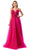 Trevi Collection L2782A - Appliqued Plunging V-Neck Evening Gown Special Occasion Dress XS / Fuchsia