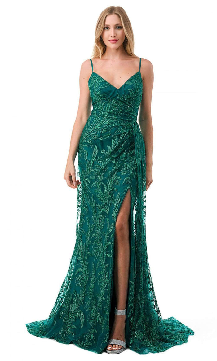 Aspeed Design L2785F - V-Neck Sleeveless Prom Gown Prom Dresses XS / Emerald