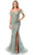 Trevi Collection L2786F - Ruffled Sleeve Embellished Evening Gown Special Occasion Dress XS / Silver