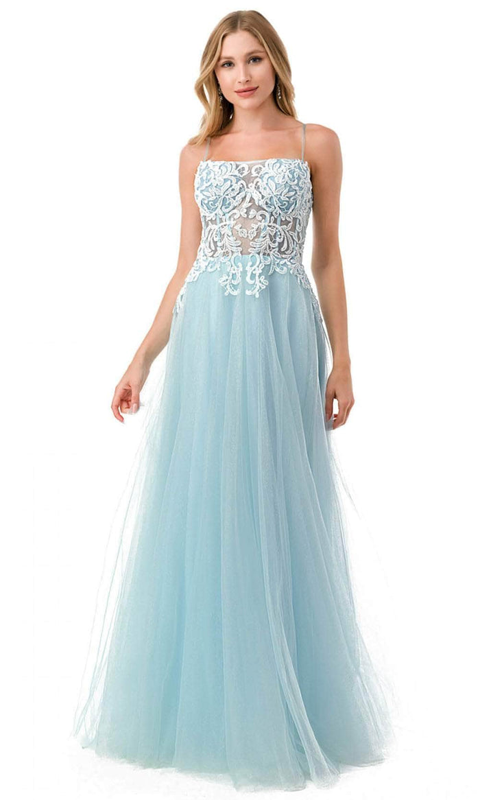 Aspeed Design L2809A - Straight-Across Sleeveless Prom Dress Prom Dresses XS / Ice Blue