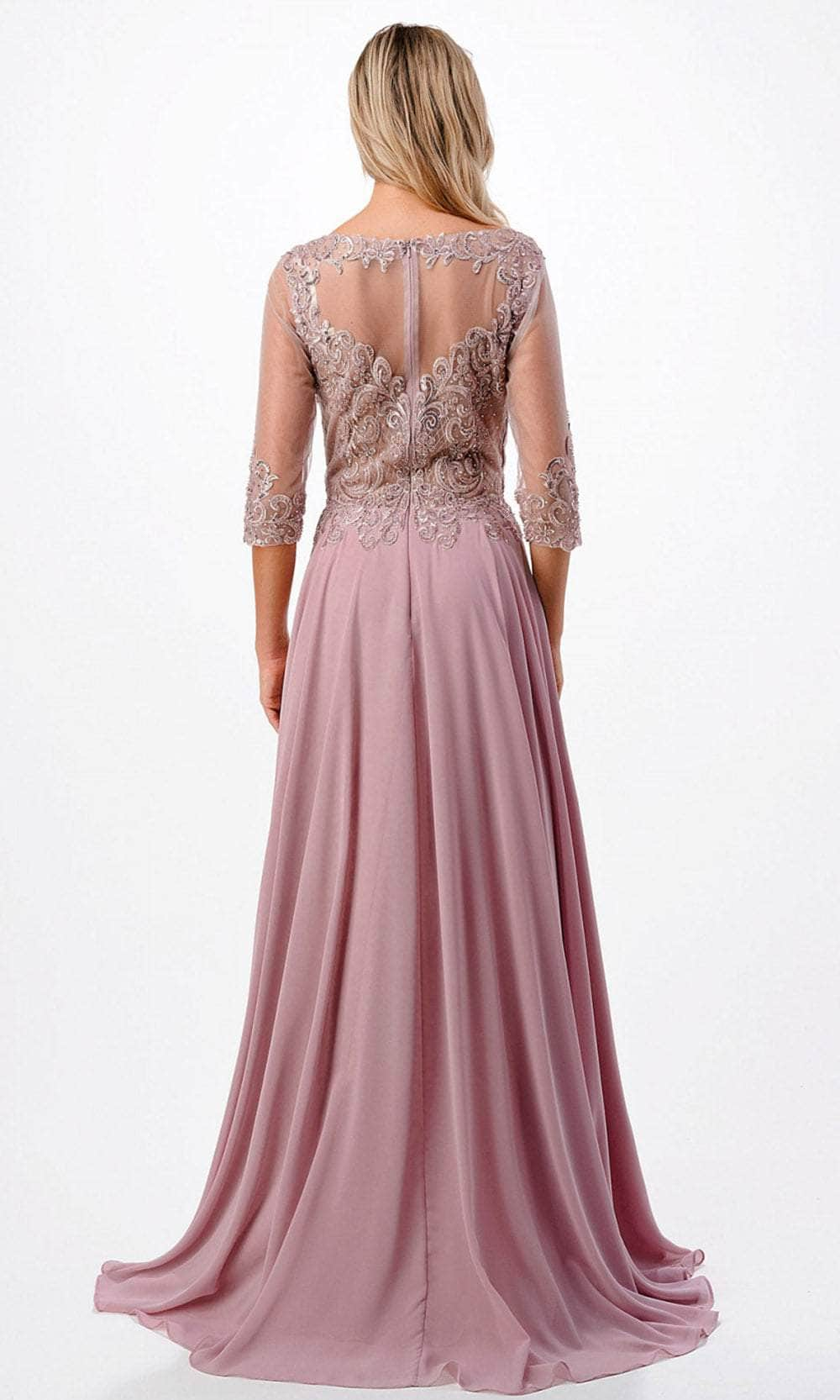 Aspeed Design - Long Sheath Gown with Sheer Illusion Skirt