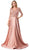 Trevi Collection M2734F - Embroidered Quarter Sleeve Formal Dress Special Occasion Dress M / Dusty Pink