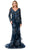 Trevi Collection M2768F - Floral Mermaid Evening Dress Special Occasion Dress XS / Navy