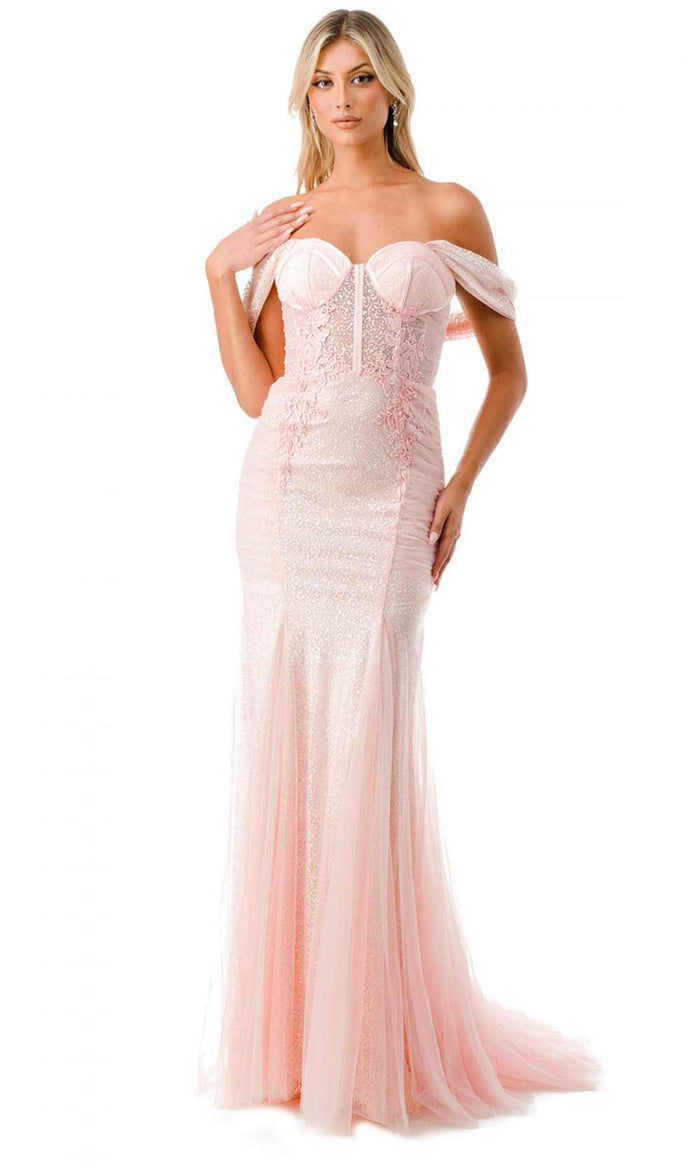 Trevi Collection P2100 - Off Shoulder Bustier Prom Dress Special Occasion Dress XS / Blush