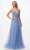 Trevi Collection P2114 - Floral Appliqued A-Line Prom Gown Special Occasion Dress XS / Perry Blue