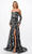 Trevi Collection P2304 - Glitter Print Evening Gown Evening Dresses XS / Black Silver