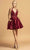 Trevi Collection S2139 - Beaded Lace V-Neck Cocktail Dress Homecoming Dresses XXS / Burgundy