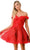 Aspeed Design S2721 - Floral A-Line Cocktail Dress Special Occasion Dress XS / Red