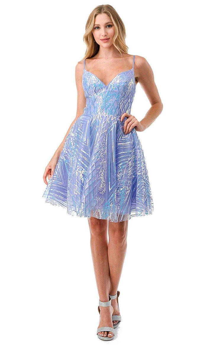 Aspeed Design S2743M - Sequin Pattern Homecoming Dress Cocktail Dresses XS / Lilac