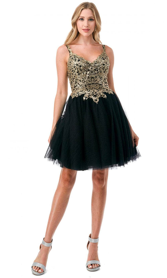 Aspeed Design S2757J - Beaded Appliqued V-Neck Cocktail Dress Special Occasion Dress