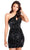 Ava Presley 27802 - One Shoulder Sequin Cocktail Dress Special Occasion Dress 00 / Black Teal