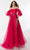 Ava Presley 28556 - Cold Shoulder Embellished Ballgown Ballgown Dresses 00 / Fuchsia