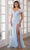 Ava Presley 39240 - Feathered Sleeve Beaded Prom Gown Special Occasion Dress 00 / Light Blue