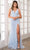 Ava Presley 39241 - Feather Skirt V-Neck Prom Gown Special Occasion Dress 00 / Light Blue