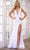 Ava Presley 39550 - Beaded Trim Prom Dress with Slit Special Occasion Dress 00 / White