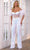 Ava Presley 39577 - Feathered Corset Jumpsuit Special Occasion Dress 00 / Iridescent White