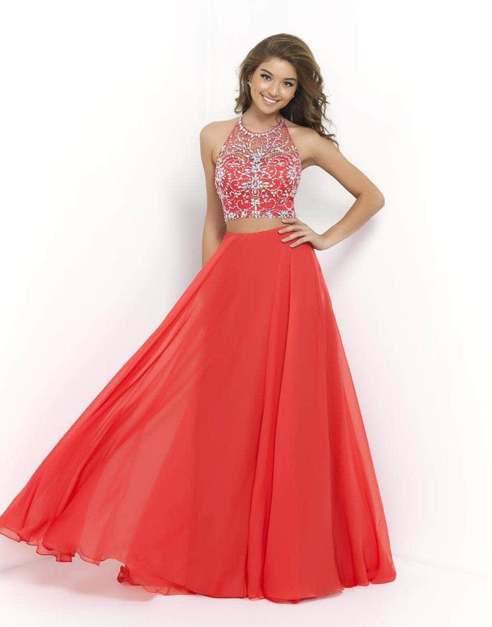 Blush by Alexia Designs 9935 - Sleeveless Halter Evening Gown Prom Dresses 4 / Persimmon