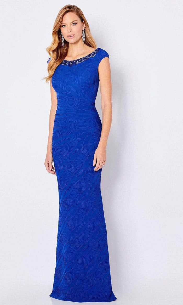 Cameron Blake - 221695 Beaded Cap Sleeve Evening Dress Mother of the Bride Dresses 10 / Royal Blue