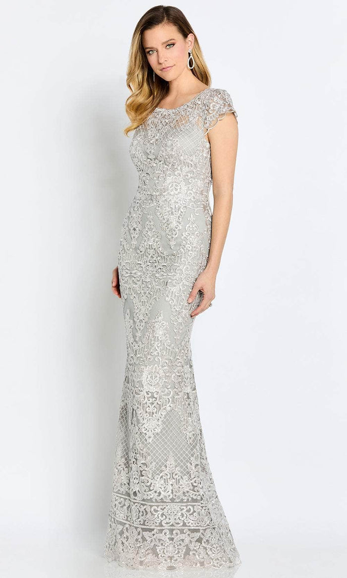 Cameron Blake CB105 - Cap Sleeve Sequin Lace Evening Gown Evening Dresses 4 / Silver