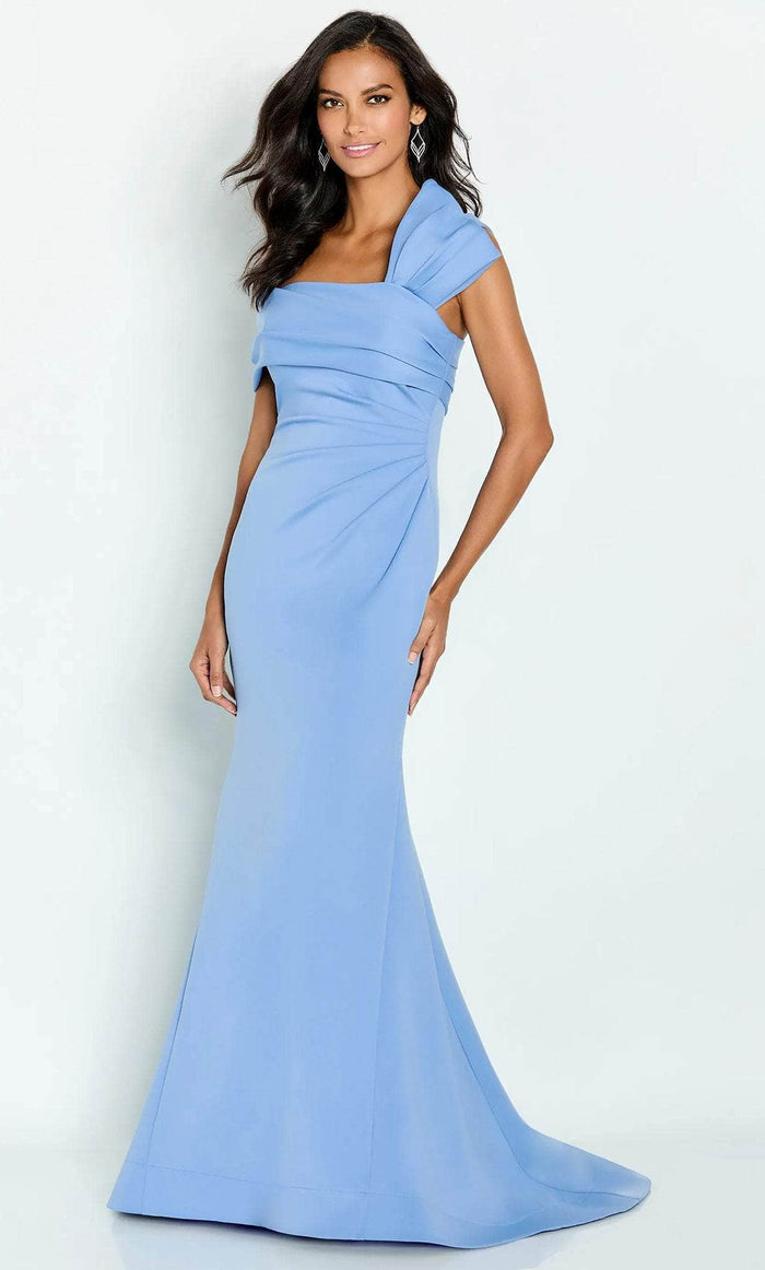 Cameron Blake CB144 - Ruched One Shoulder Evening Gown Evening Dresses 4 / Powder Blue