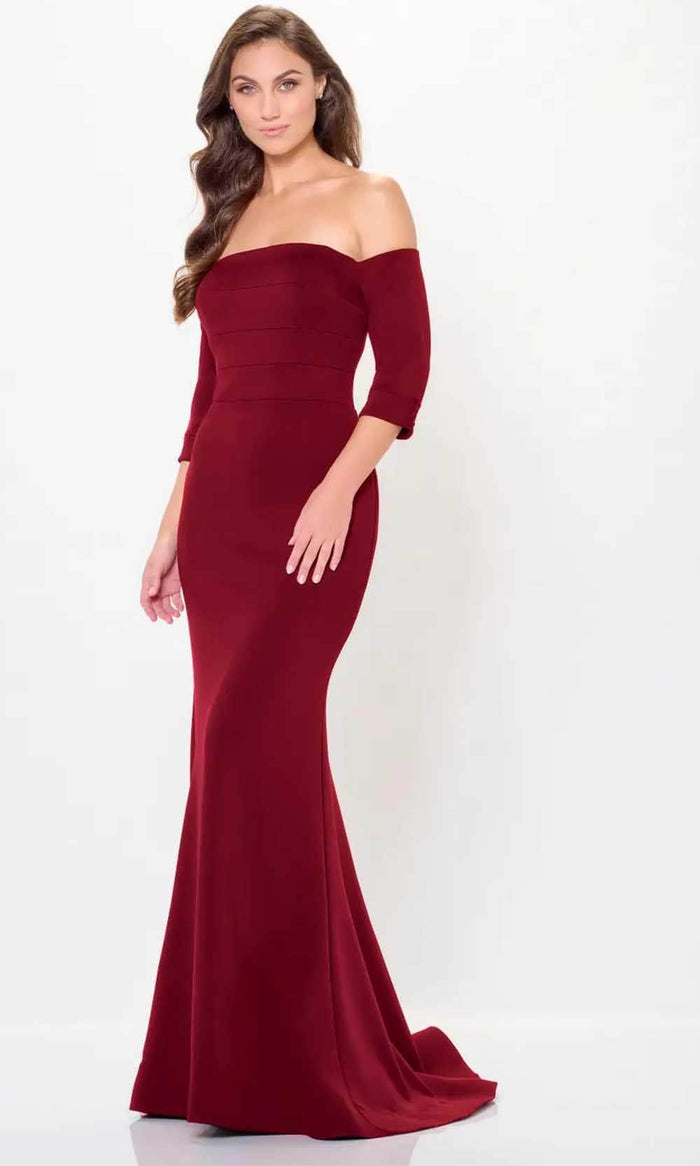 Cameron Blake CB3233 - Classic Mermaid Style Evening Gown Mother of the Bride Dress 14 / Bordeaux